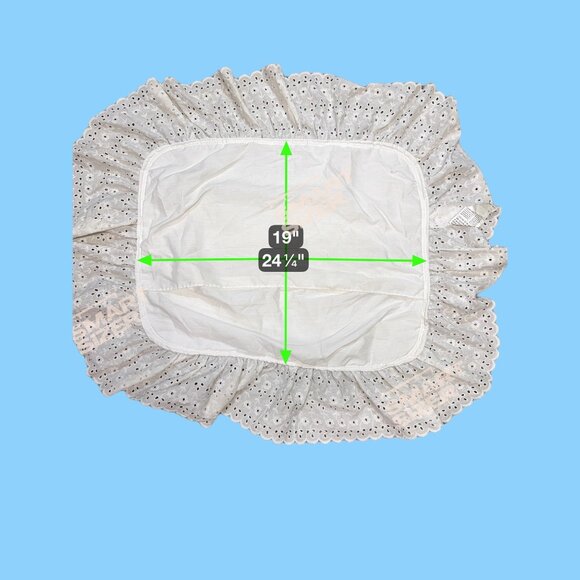 Vtg Shapiro And Son White Eyelet Lace Wide Trim Ruffled Pillow Shams Set Of 2 - Picture 6 of 6